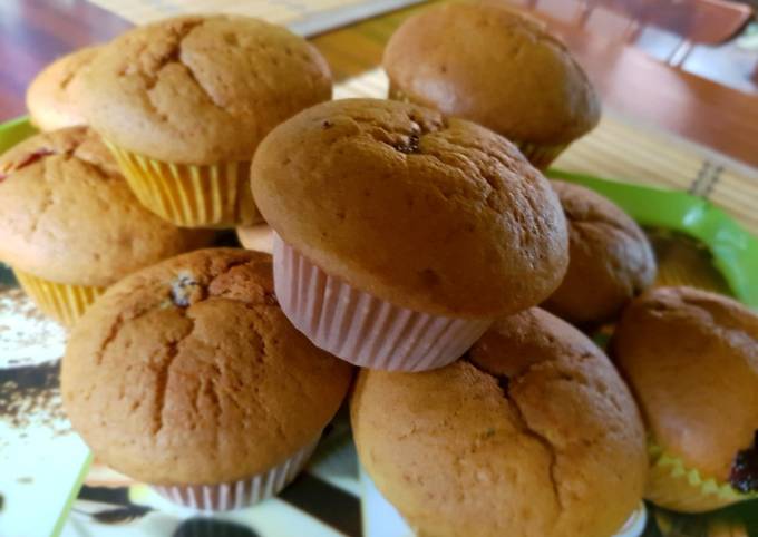 Nutellás, málnás muffin recept foto
