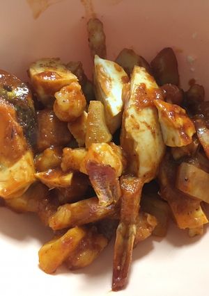 รูปของ กุ้งผัดพริกเผาไข่เค็ม (อาหารเด็กหลังขวบ)