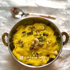 A picture of Pineapple Rava Kesari/ Pineapple Sooji Halwa.