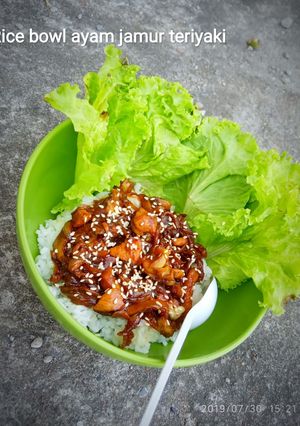 Foto resep Rice bowl ayam jamur teriaki