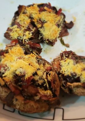 Una foto de Portobello relleno