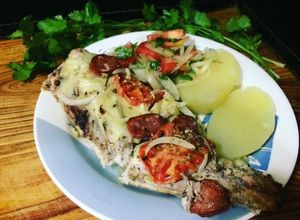 Una foto de Sierra al horno con queso 🧀🐟