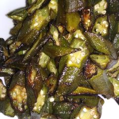 Bhindi fry A picture of Bhindi fry.