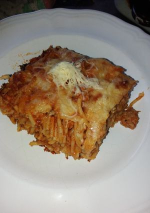 Sült bolognai spagetti gyorsan recept fotója