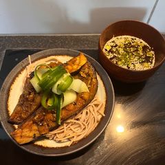 “Nasunagi” Vegan Unagi Soba A picture of “Nasunagi” Vegan Unagi Soba.