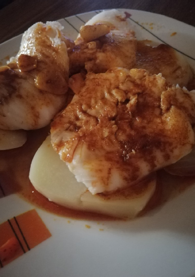 Una foto de Merluza a la Gallega