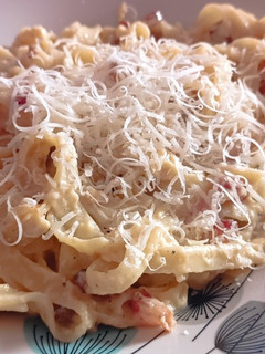 Una foto de Tagliatelle alla carbonara