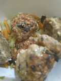 Spinach Asiago turkey meatballs W/ veggie "noodles"