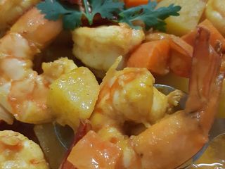 "แกงกะหรี่กุ้ง" 🦐🍲🥕🧅🥔Thai Shrimp Yellow Curry