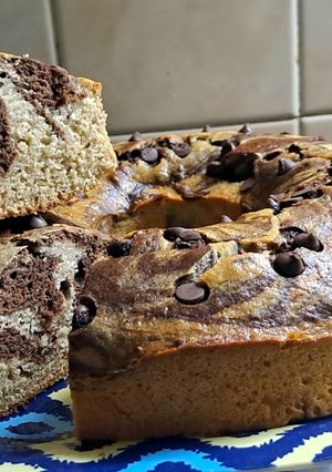 Una foto de Budín de bananas marmolado