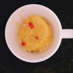 A picture of Bday cake mug cake.