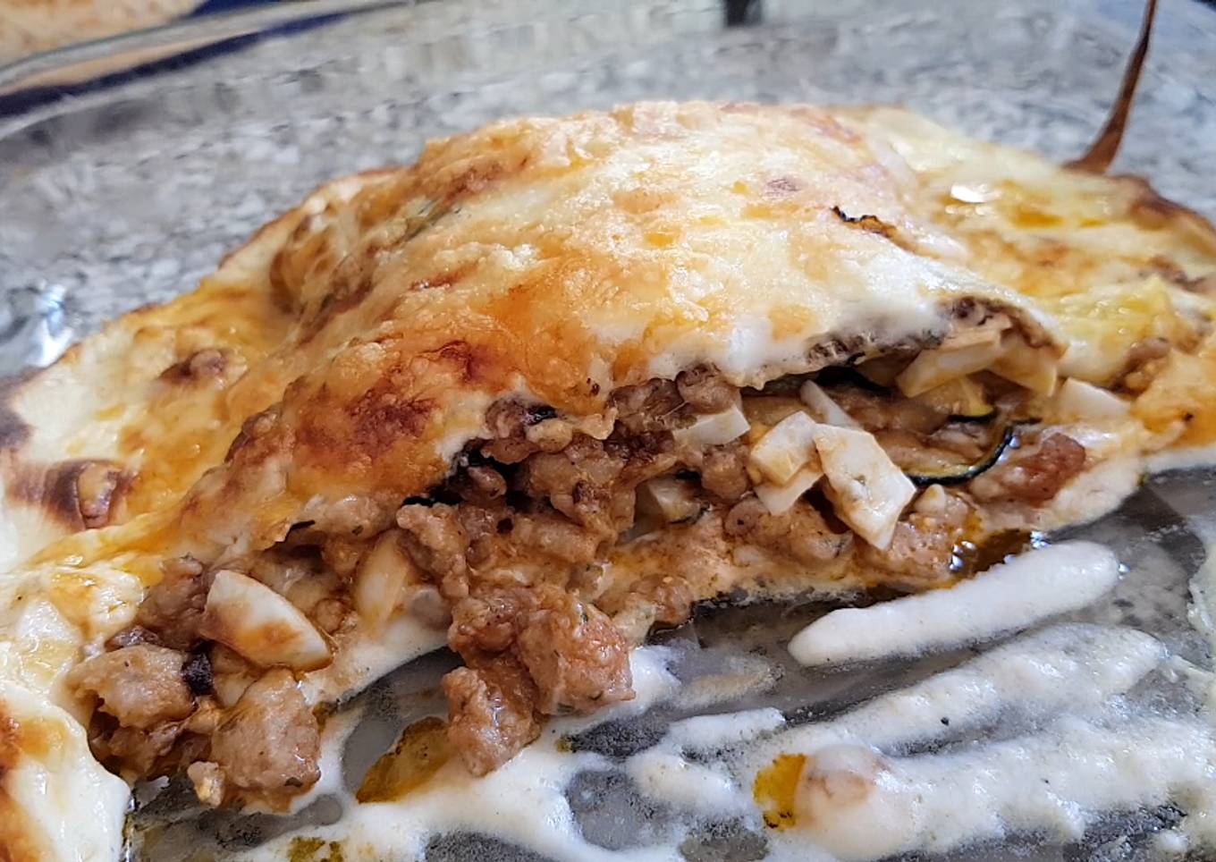 Lasaña de Calabacin con Carne Picada de Pollo al ajo y perejil