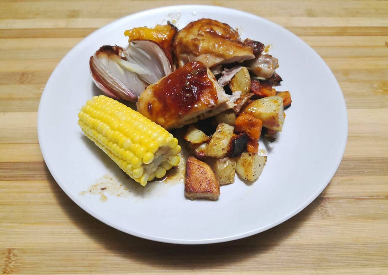 PEANUT BUTTER & HONEY ROAST CHICKEN WITH VEGETABLES