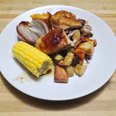 PEANUT BUTTER & HONEY ROAST CHICKEN WITH VEGETABLES A picture of PEANUT BUTTER & HONEY ROAST CHICKEN WITH VEGETABLES.