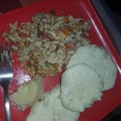 Boiled Yam Serve with Egg Sauce A picture of Boiled Yam Serve with Egg Sauce.