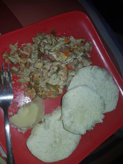 A picture of Boiled Yam Serve with Egg Sauce.