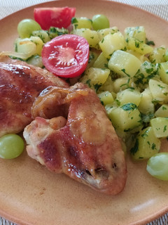 Mézes mustáros csirkeszárny petrezselymes párolt tökkel #gluténmentes recept fotója