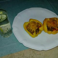A picture of Stuffed yellow bell pepper.
