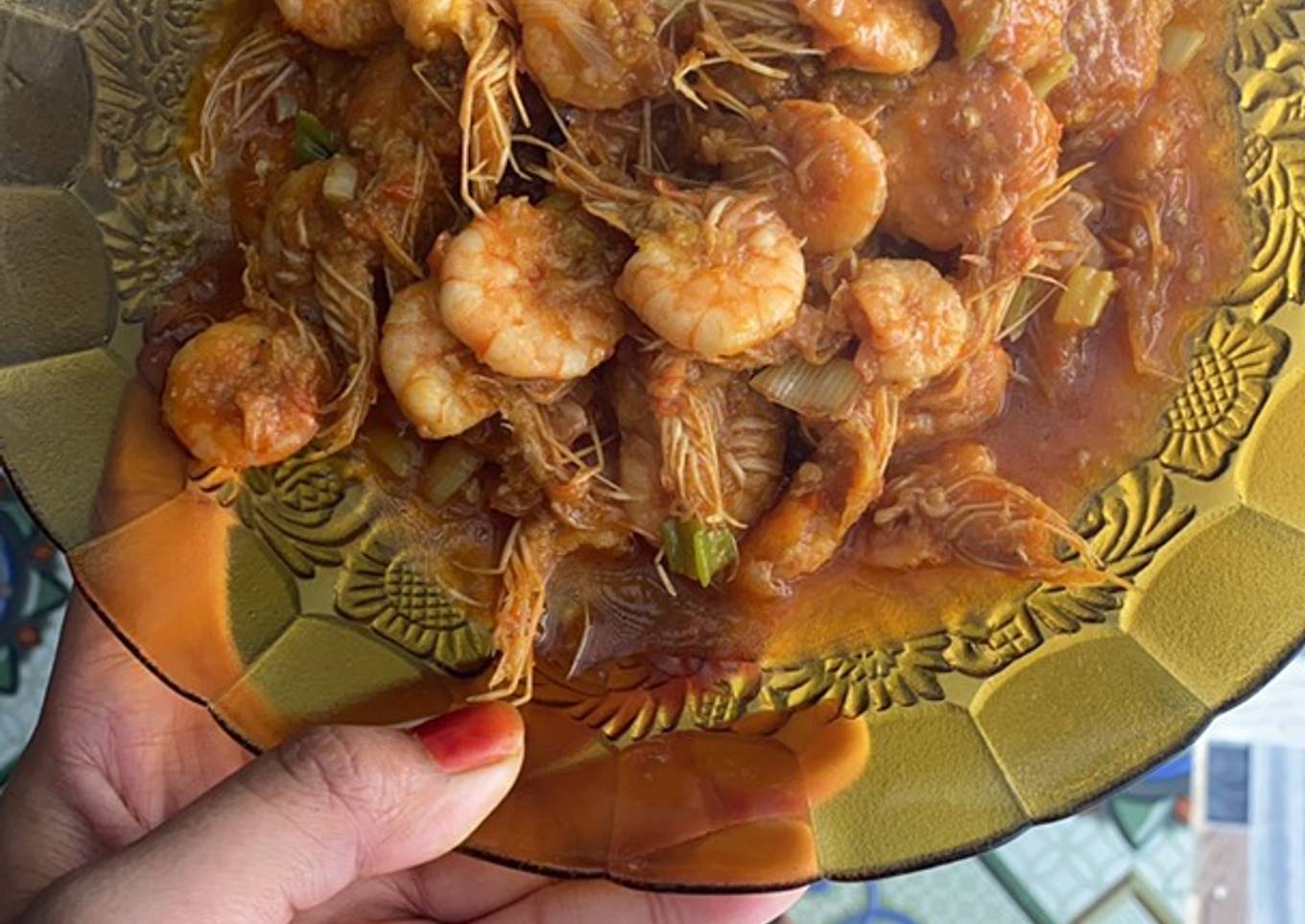 Udang saus tiram pedas