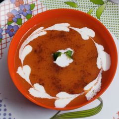 A picture of Carrot lentil soup.