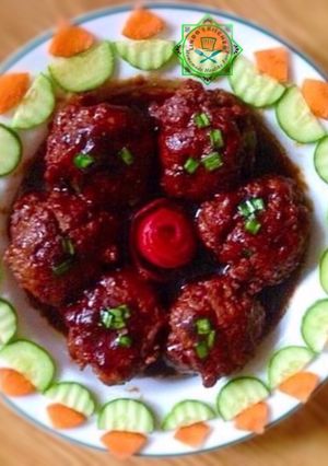 Hình của món Thịt viên sư tử kiểu Tàu.