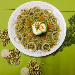 A picture of Hariyali Pulao.