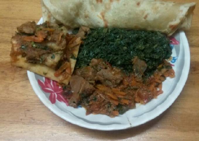 Healthy beef spinach with chapati