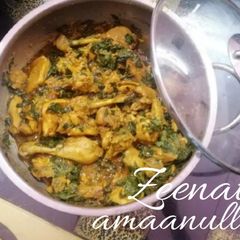 A picture of Chicken Maat/Chicken with Amaranthus Leaves.