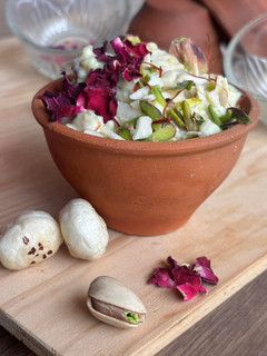 A picture of Roasted Pistachios & Fox Nut (Makhana) Shrikhand Made With Greek Yogurt (Gudi Padwa Special).