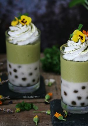 Gambar Puding Boba Teh Hijau