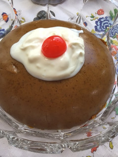 Una foto de Flan de calabaza y chocolate