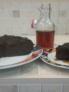 Una foto de Brownie con sirope de café