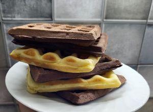 Una foto de Waffles americanos dulces
