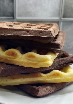 Una foto de Waffles americanos dulces