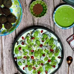 A picture of Kuttu atta dahi vada.