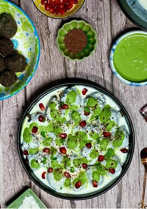 A picture of Kuttu atta dahi vada.