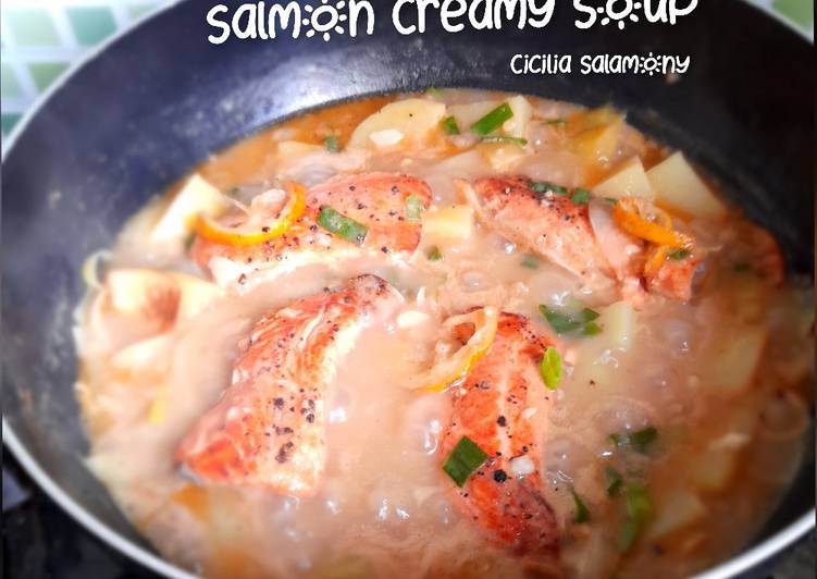 Resep Salmon Creamy Soup Bikin Manjain Lidah