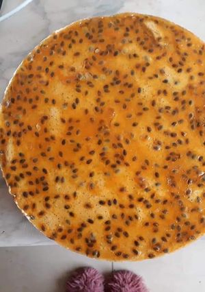 Una foto de Tarta de maracuyá