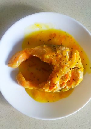 Una foto de Salmón a la naranja
