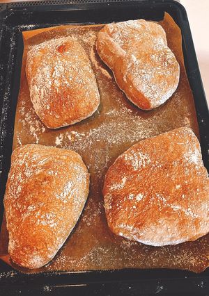 A picture of Sourdough ciabatta bread.