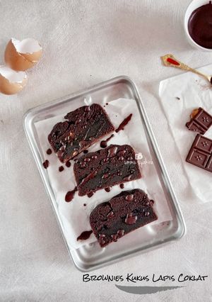 Foto resep Brownies Kukus Lapis Coklat,1 Telur super moist