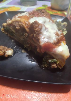 Una foto de Lasagna con panqueques