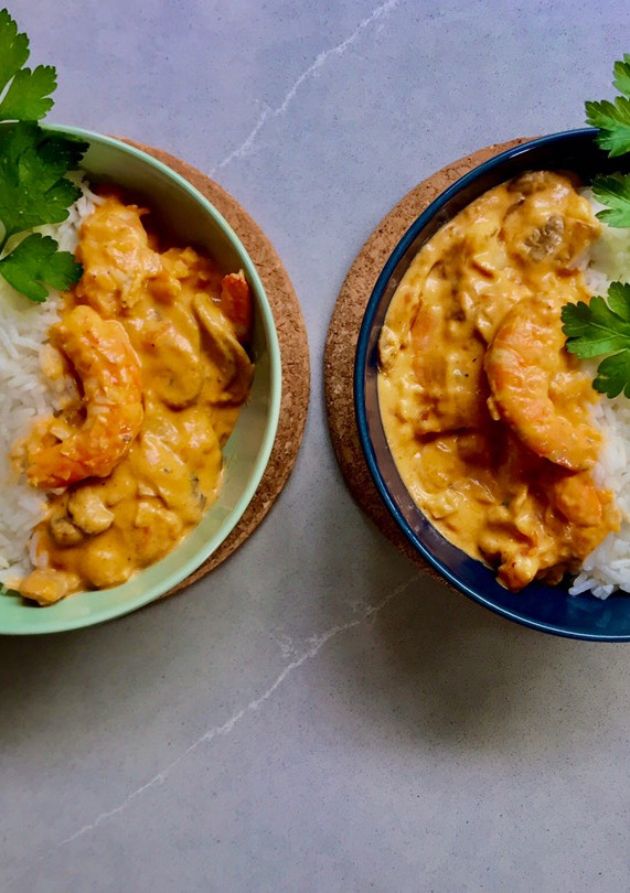 Una foto de Langostinos al curry