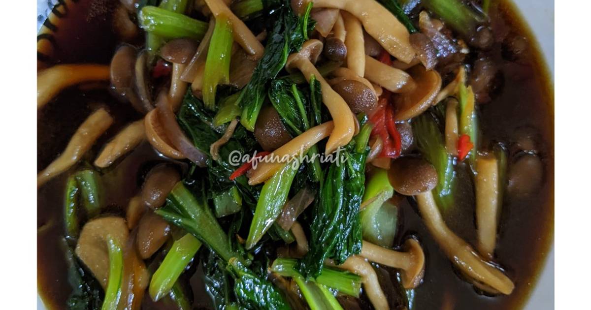 Resipi Buna Shimeji Dan Sawi Masak Kicap Oleh Afun Ashriati Cookpad