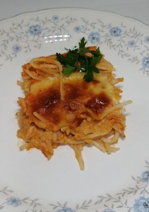 Una foto de Espagueti al horno