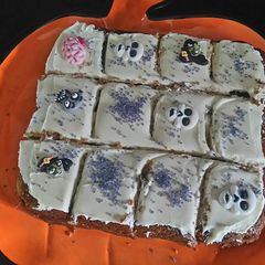 A picture of Halloween Frosted Pumpkin Squares.