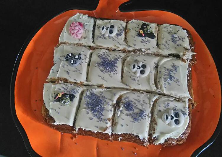 Ridiculously Easy Halloween Frosted Pumpkin Squares