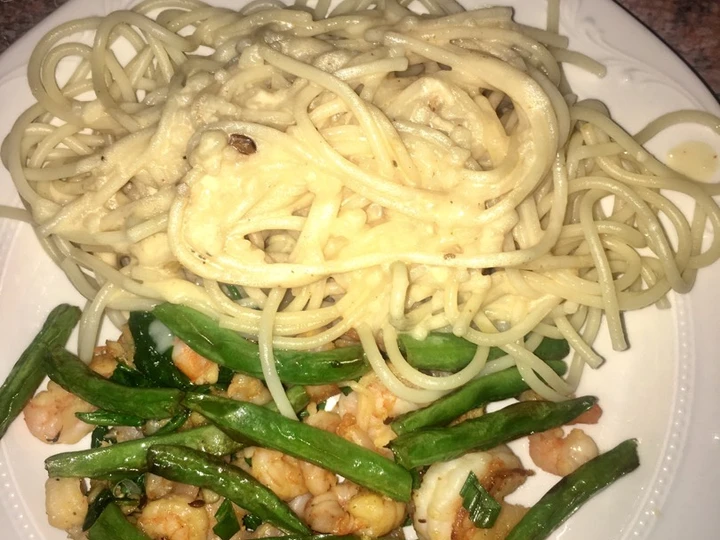 Easy Way Prepare Recipe Shrimp, greens and pasta that is Can Pamper Your Tongue, So Delicious}