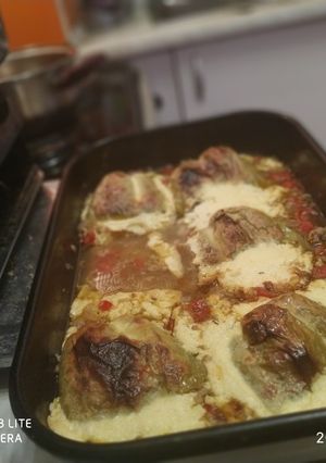Una foto de Pimientos rellenos con carne picada y arroz