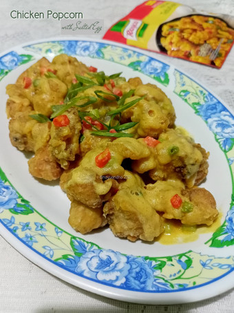 Cara Buat Chicken Popcorn with Salted Egg Simpel
